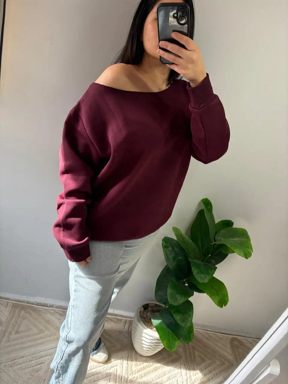 off-shoulder hoodie