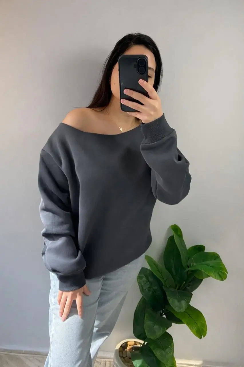 off-shoulder hoodie