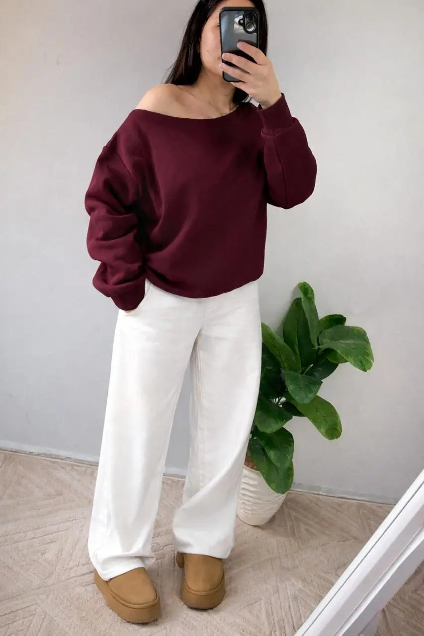 off-shoulder hoodie