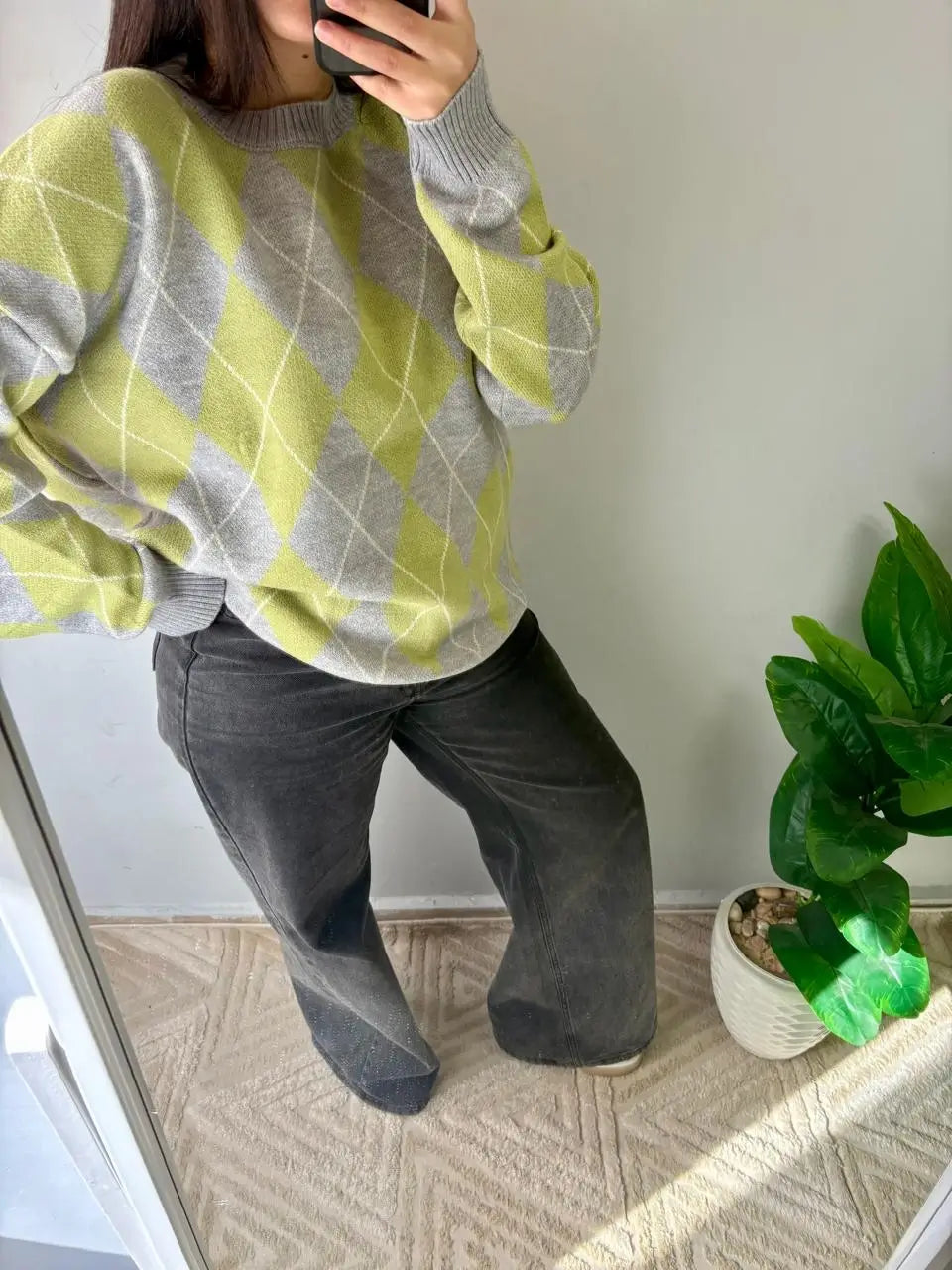 Argyle Knit Pullover