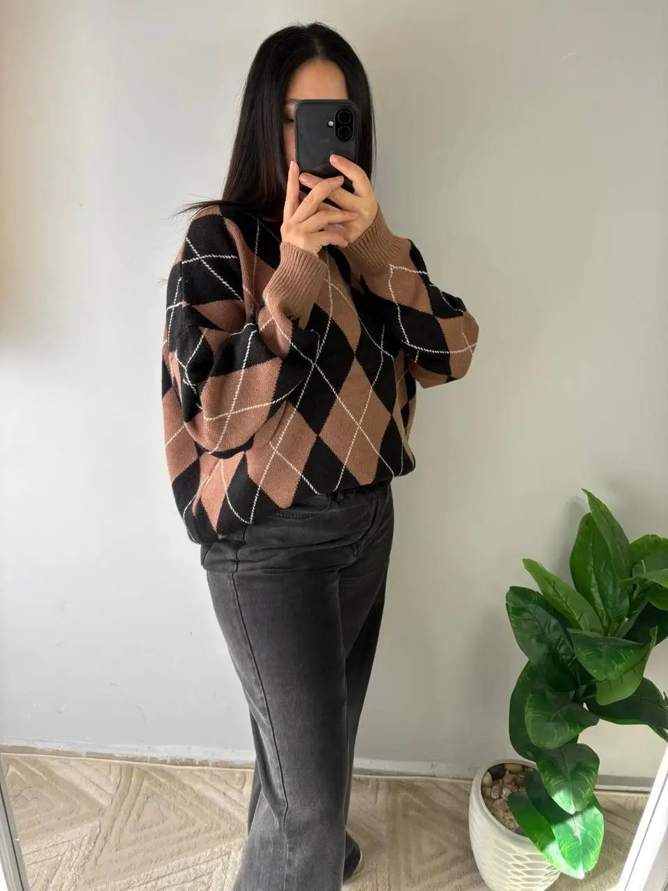 Argyle Knit Pullover