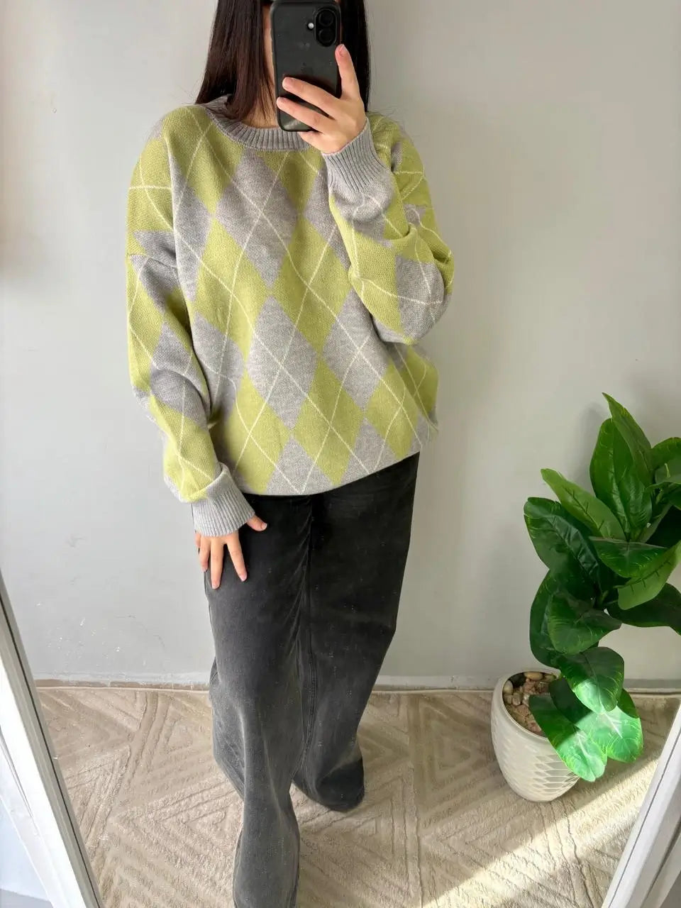 Argyle Knit Pullover