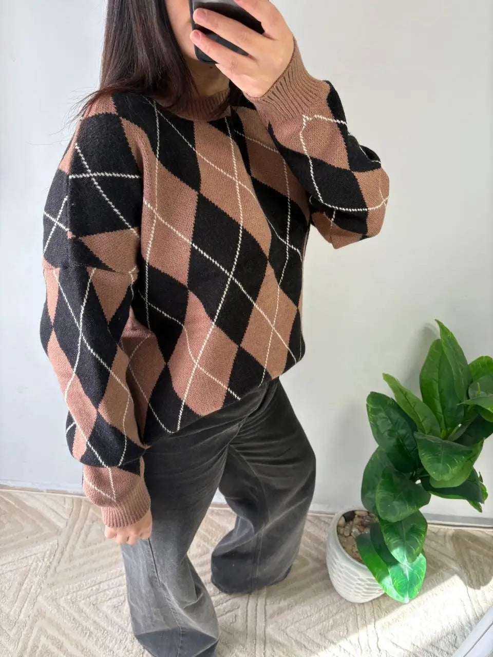 Argyle Knit Pullover