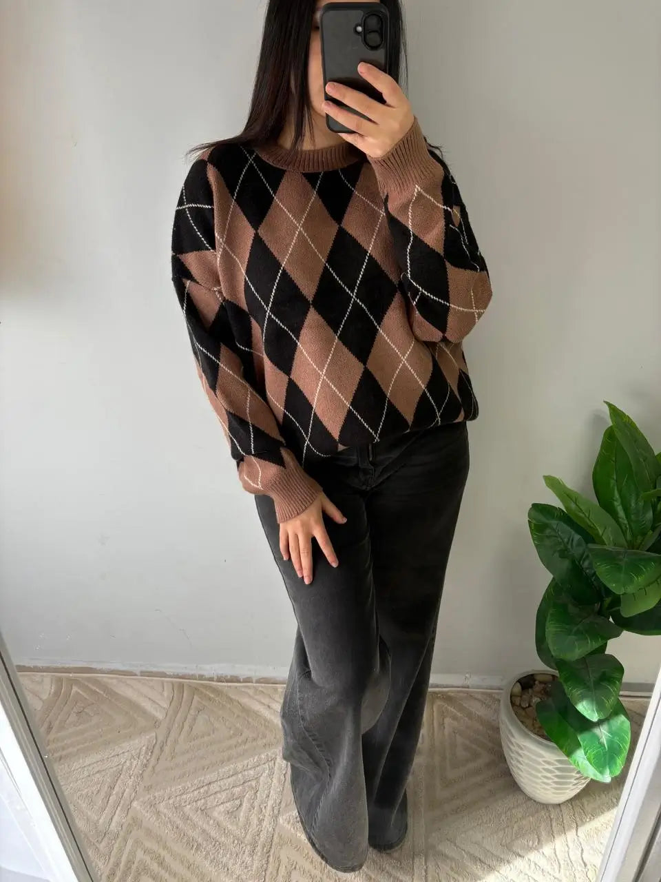 Argyle Knit Pullover