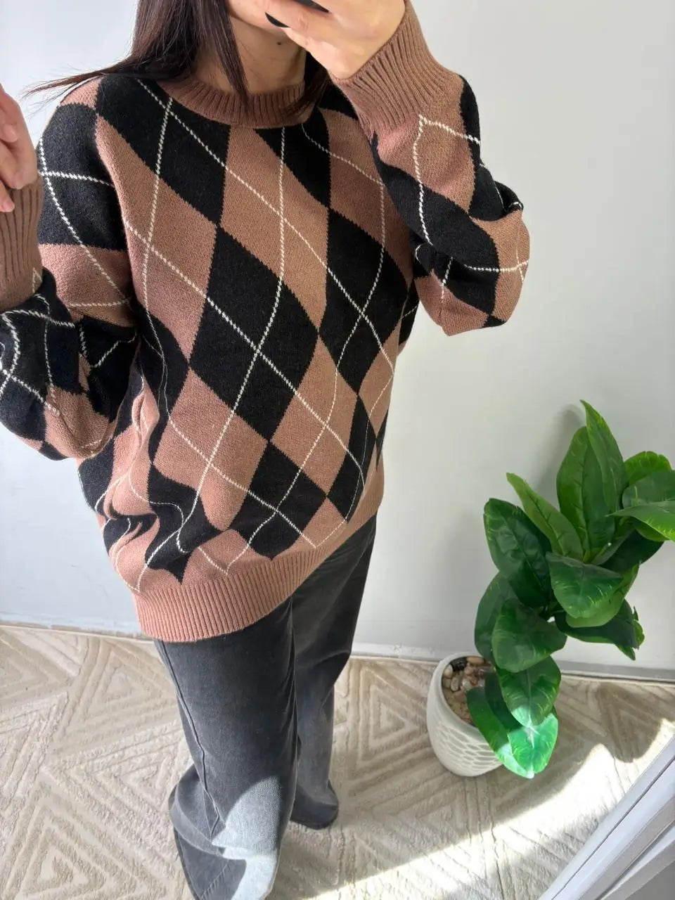Argyle Knit Pullover