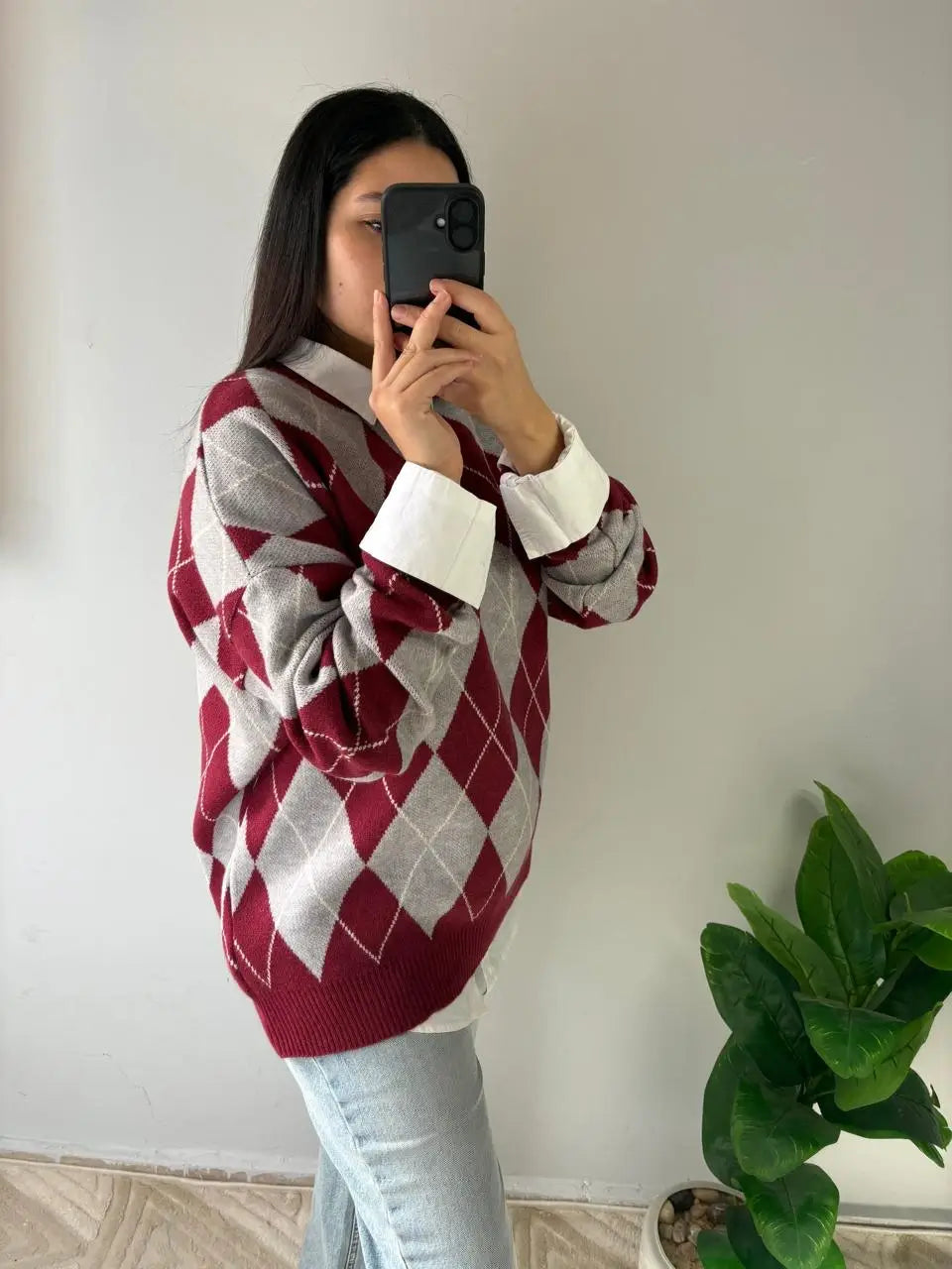 Argyle Knit Pullover