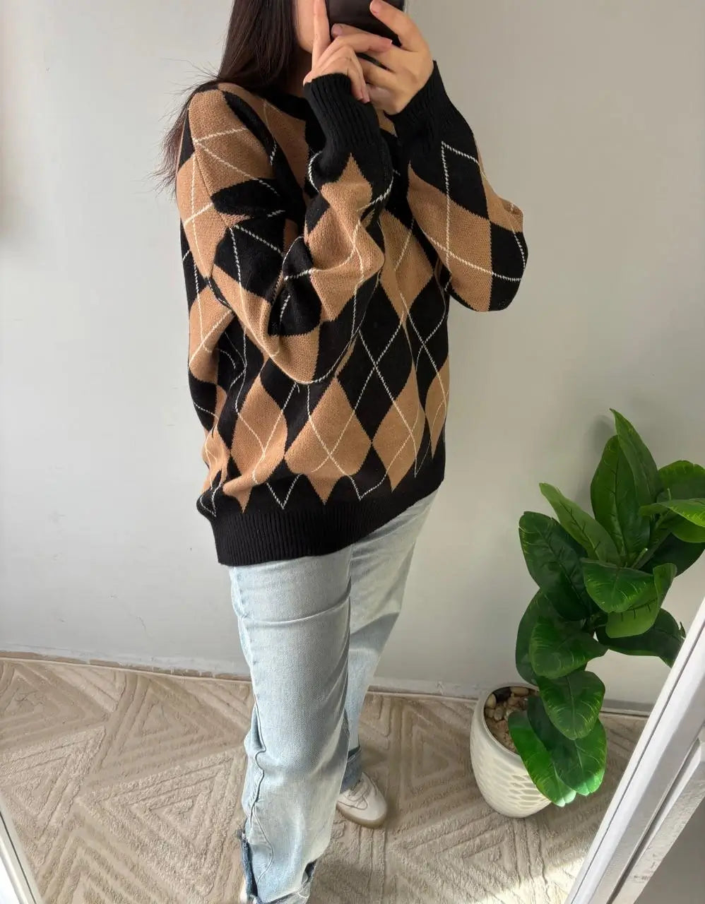 Argyle Knit Pullover
