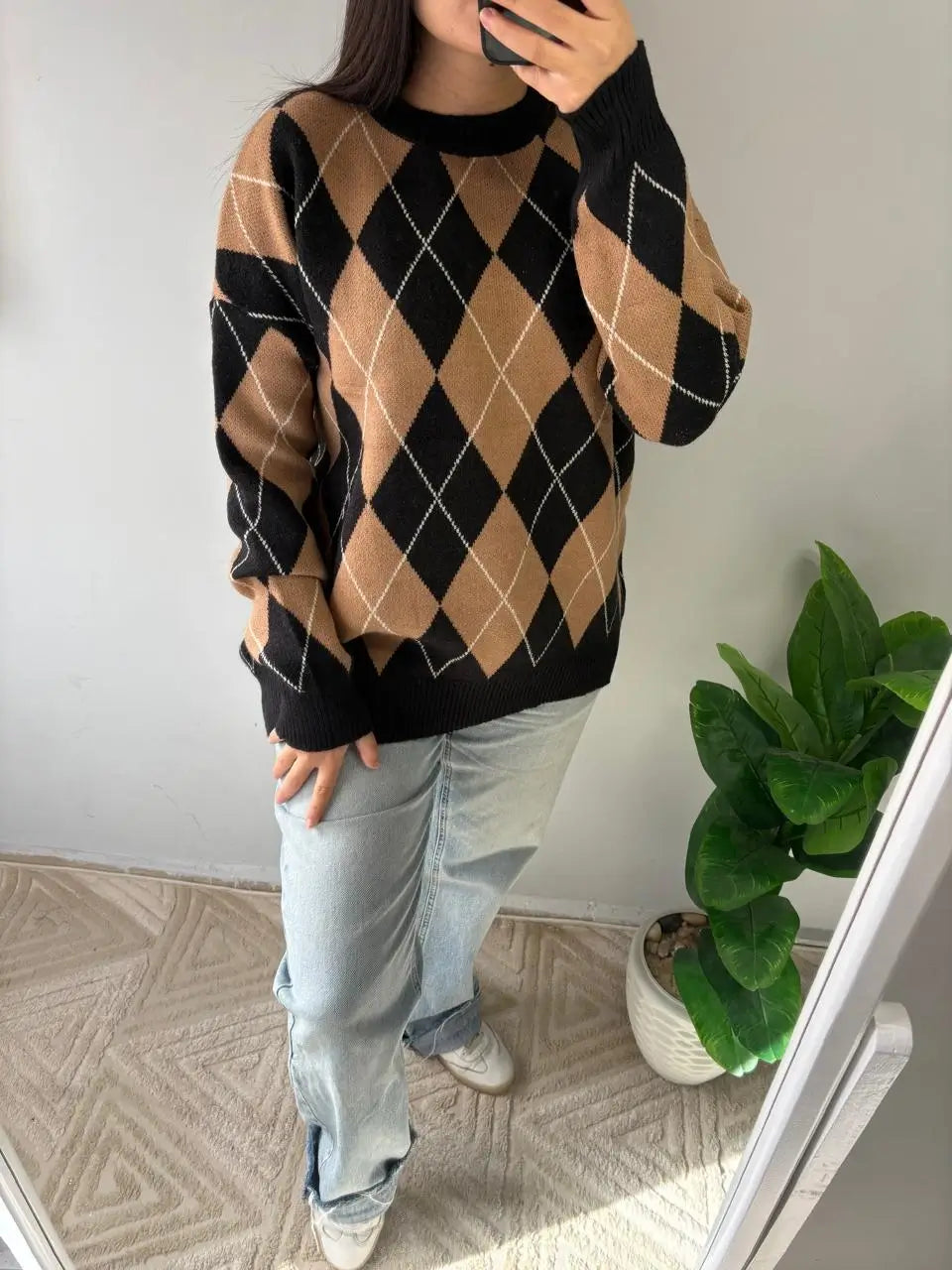 Argyle Knit Pullover
