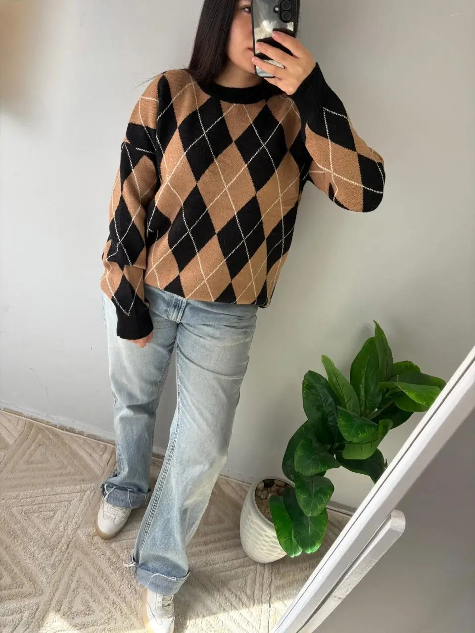 Argyle Knit Pullover