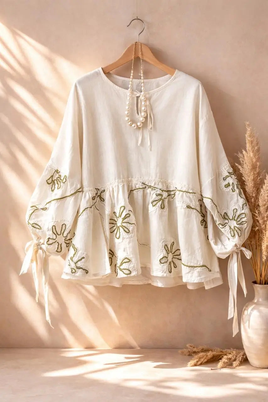 Embroidered Linen Blouse