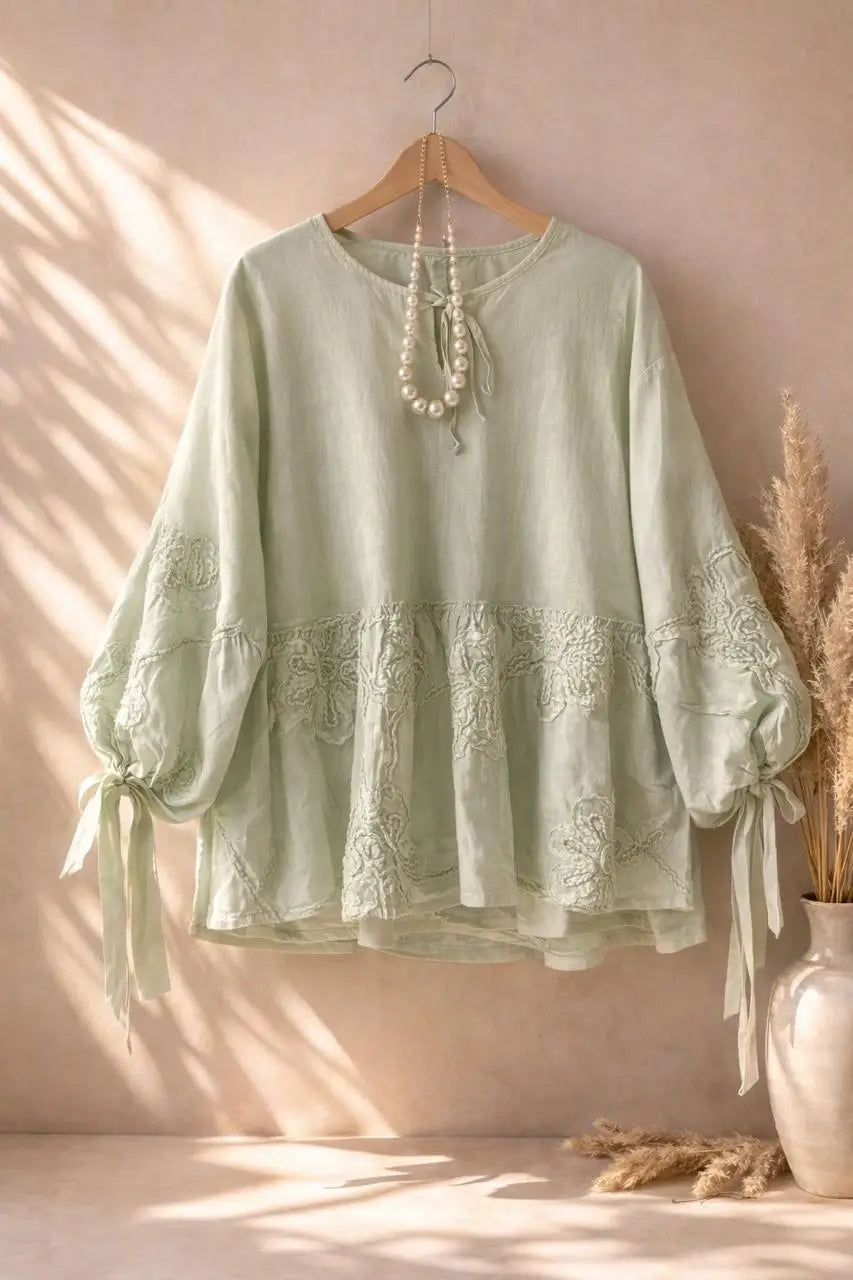 Embroidered Linen Blouse