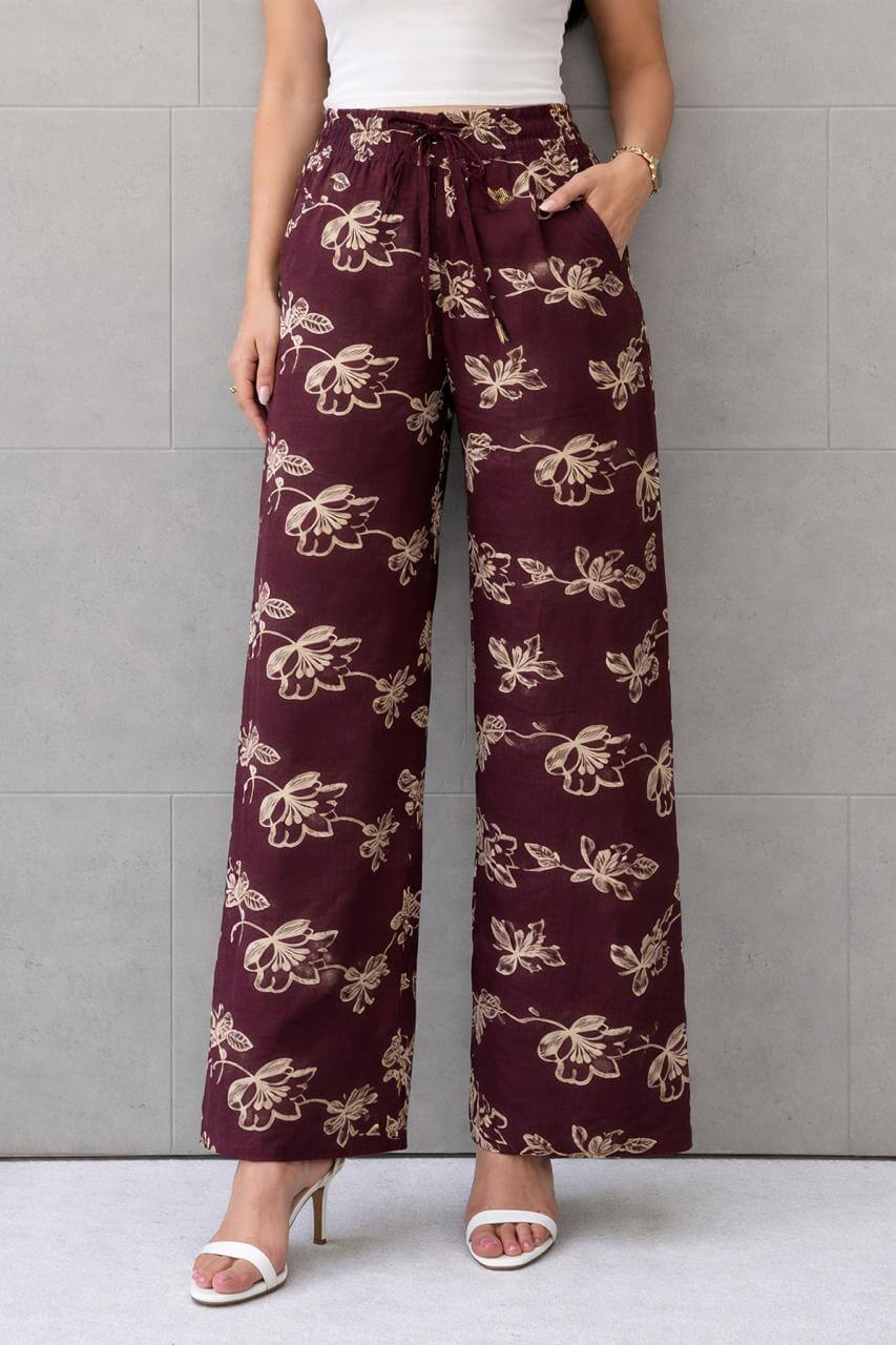 Linen Burgundy Bloom