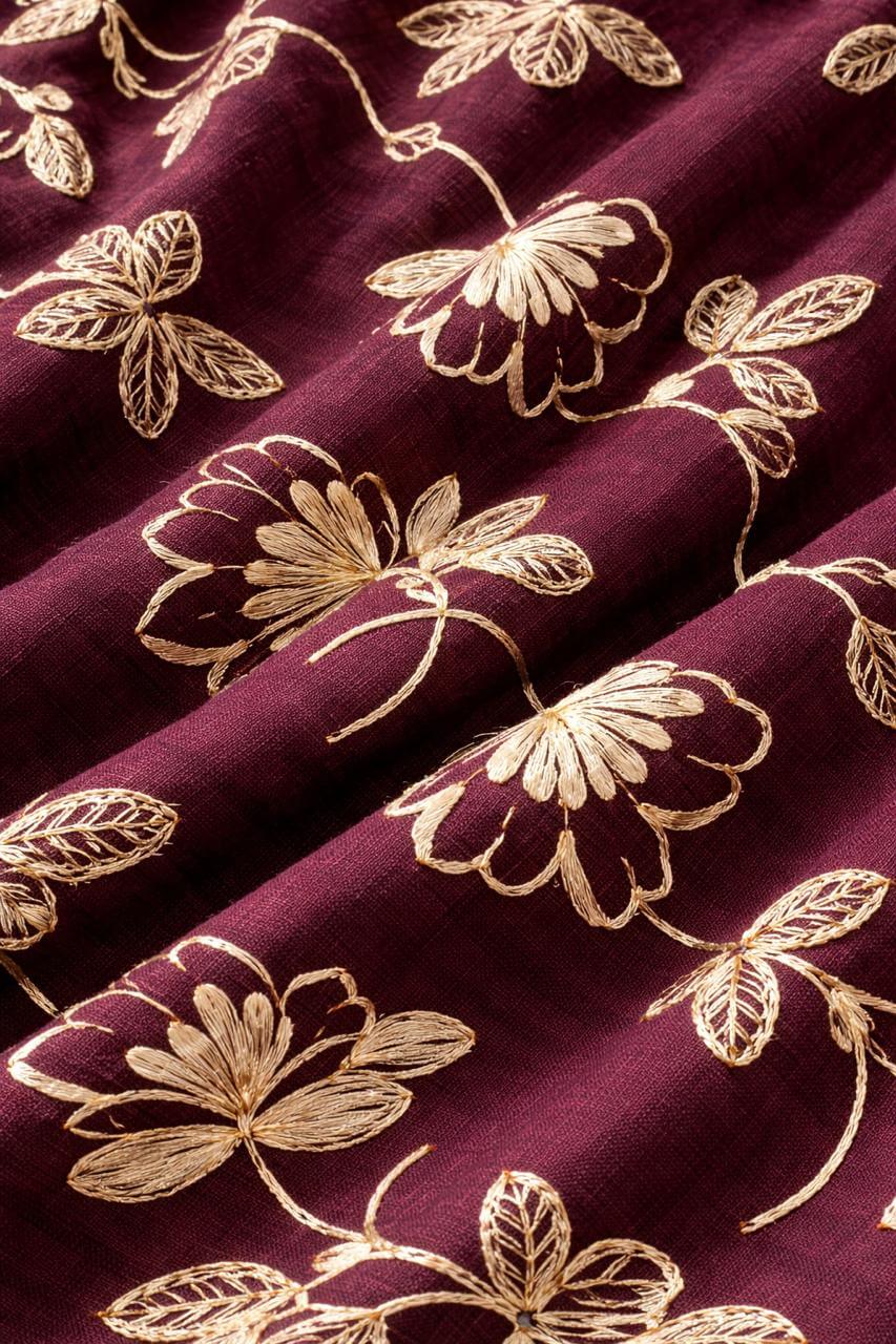Linen Burgundy Bloom