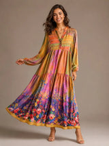 Sunset Bloom Linen Dress