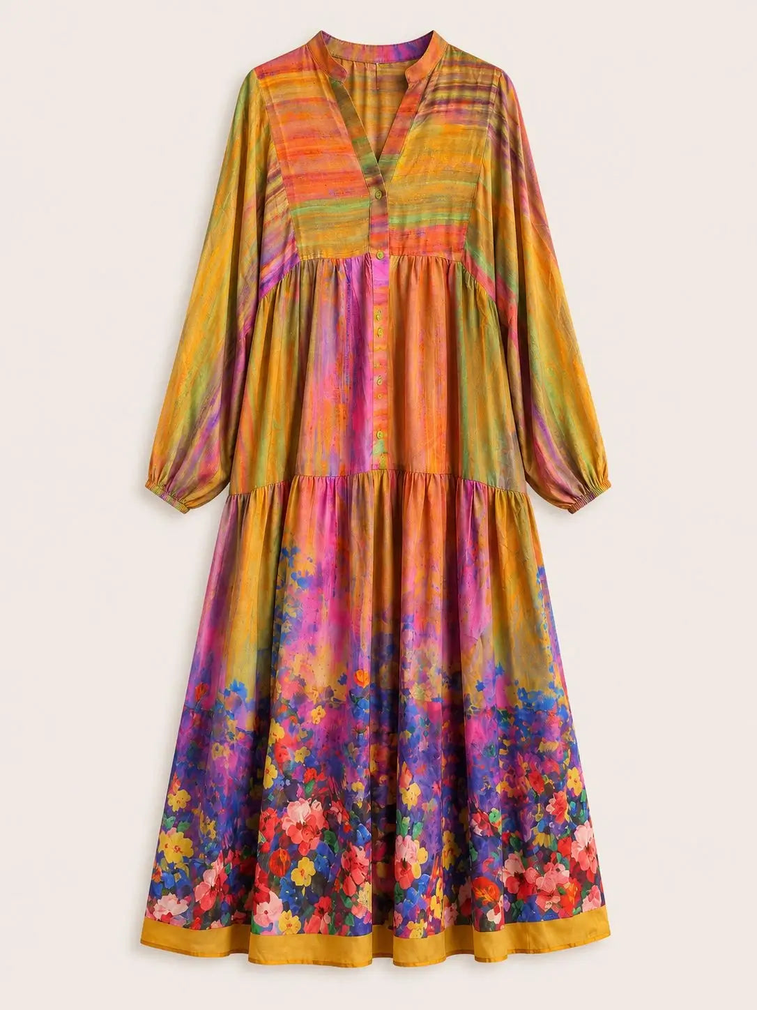 Sunset Bloom Linen Dress