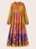 Sunset Bloom Linen Dress