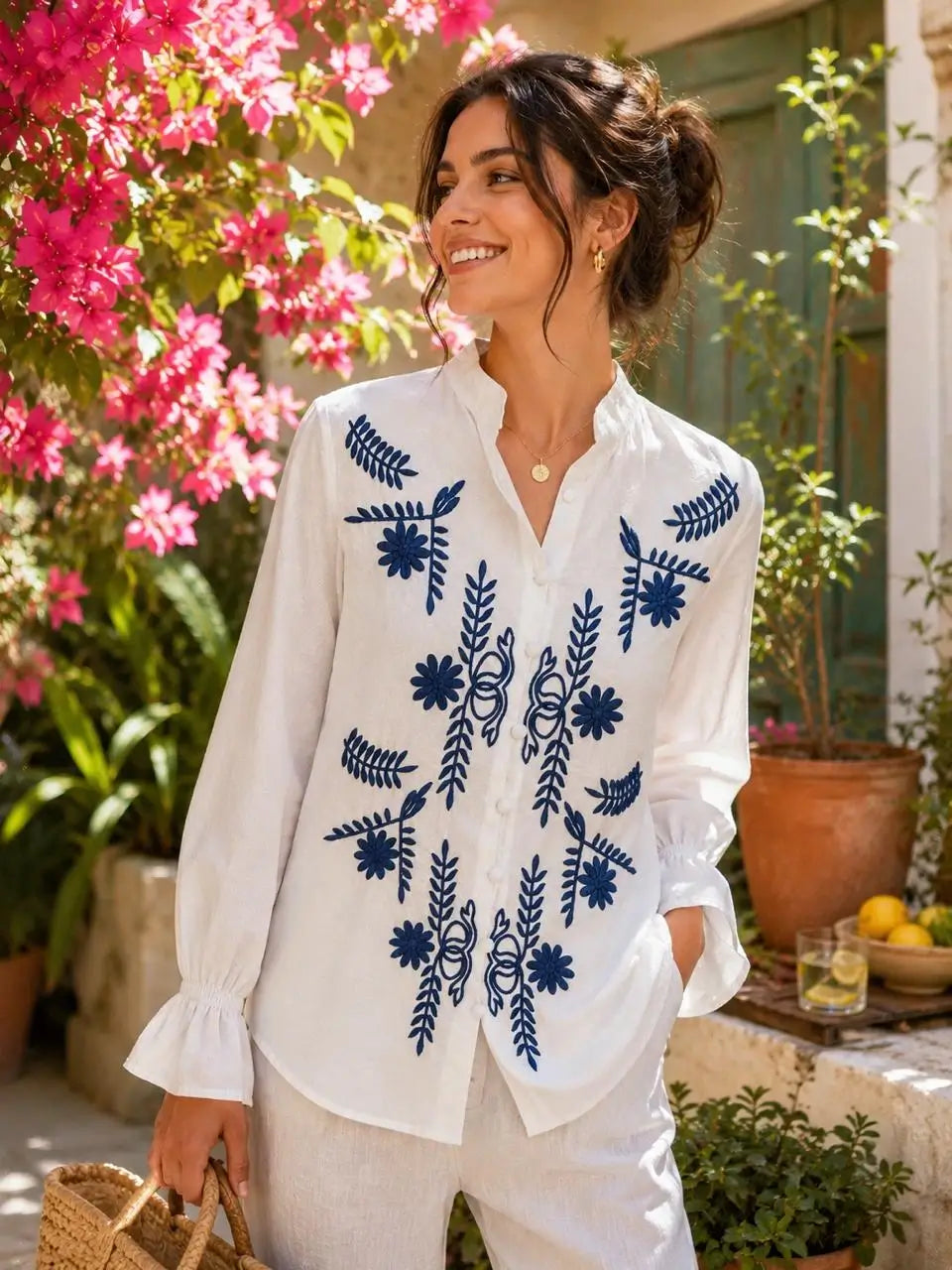 Handmade Linen Boho Blouse