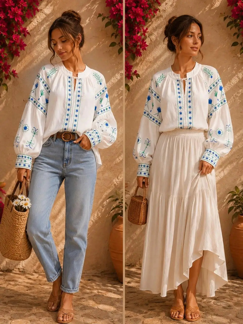 Handmade Linen Boho Blouse