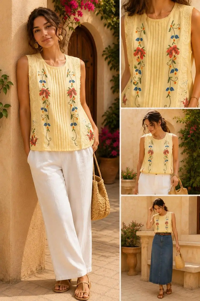 Handmade Linen Boho Blouse