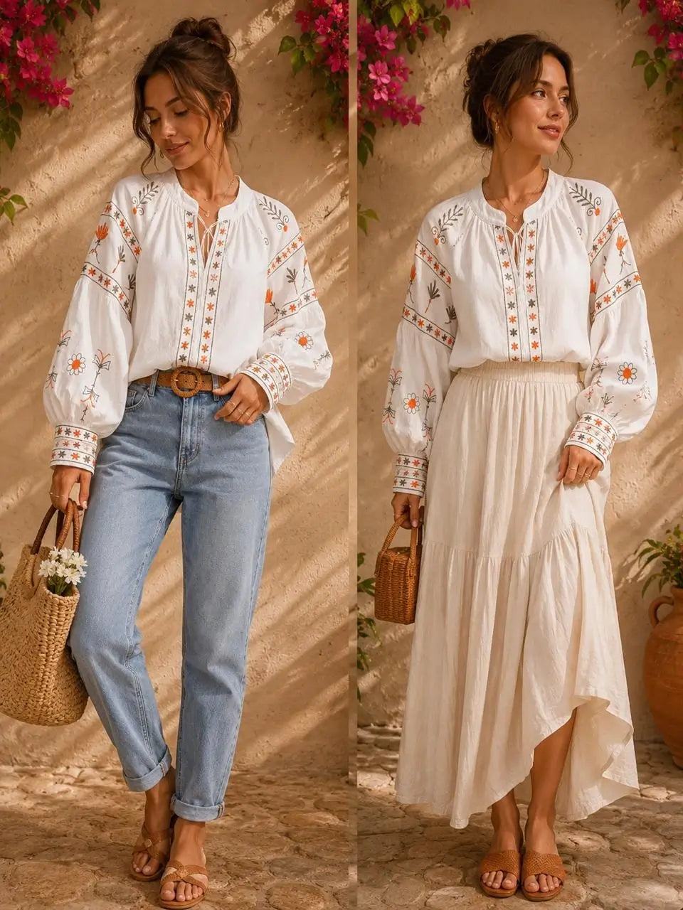 Handmade Linen Boho Blouse