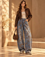 Floral Denim Balloon Pants