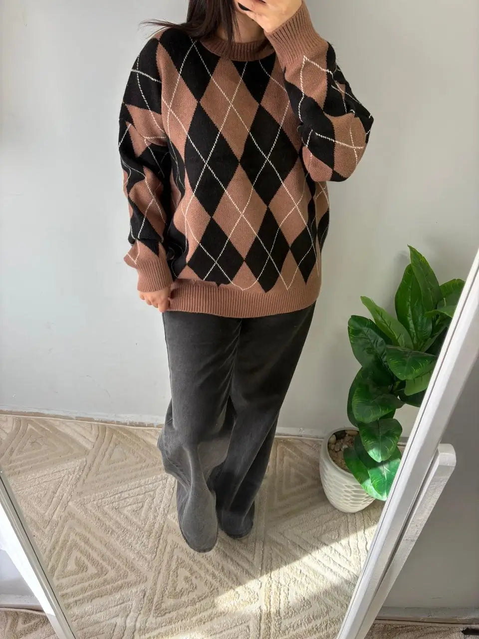 Argyle Knit Pullover