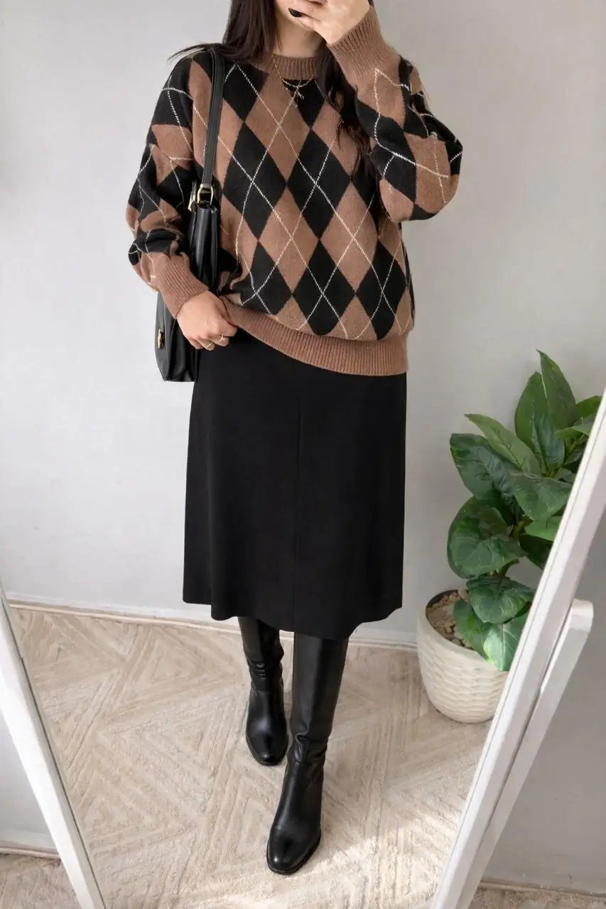 Argyle Knit Pullover