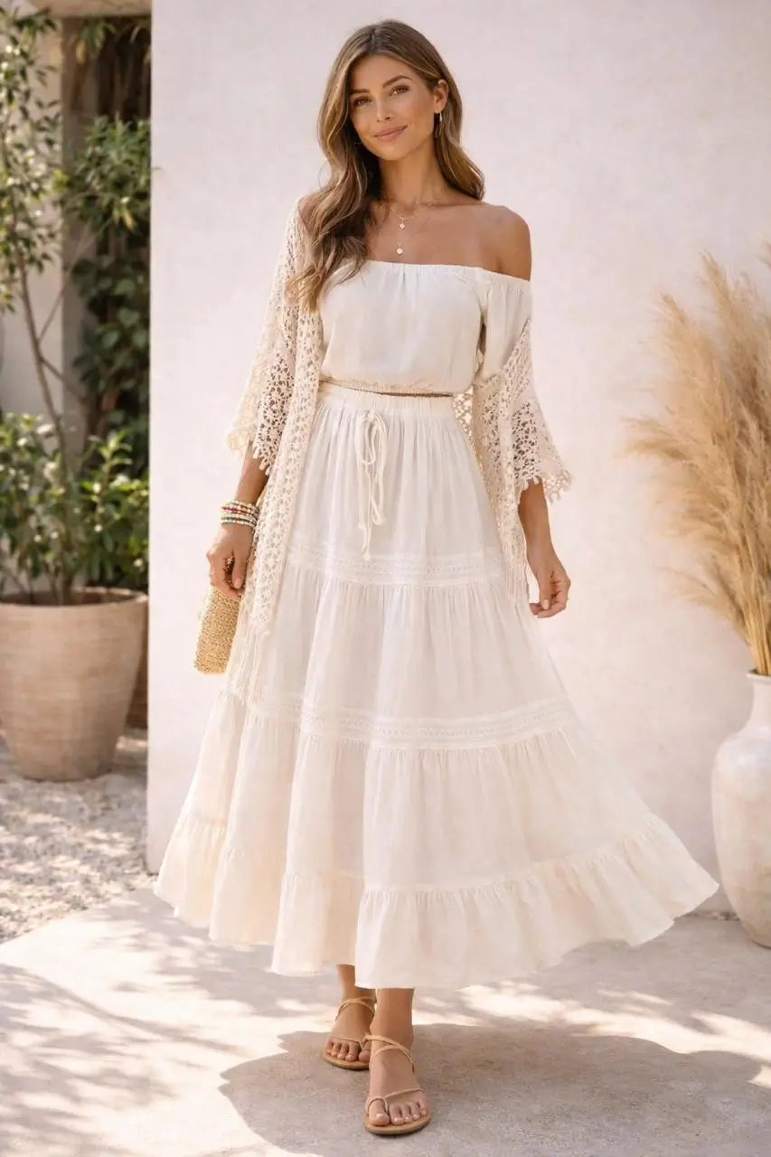 Linen maxi skirt
