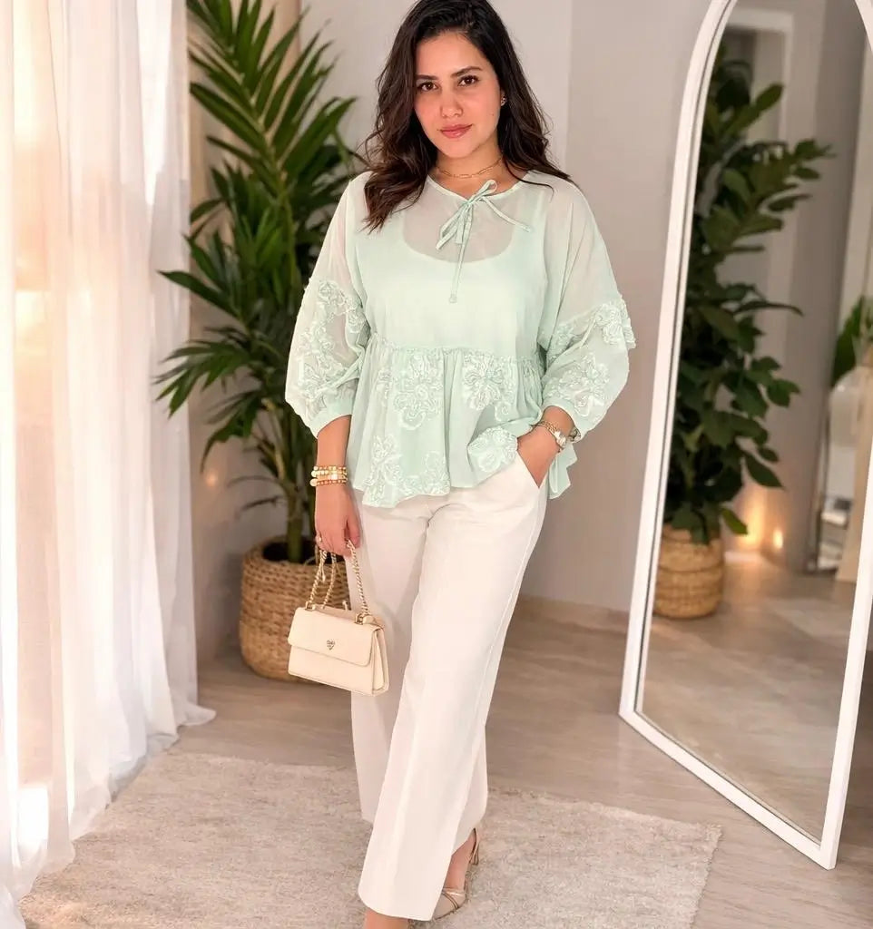 Embroidered Linen Blouse