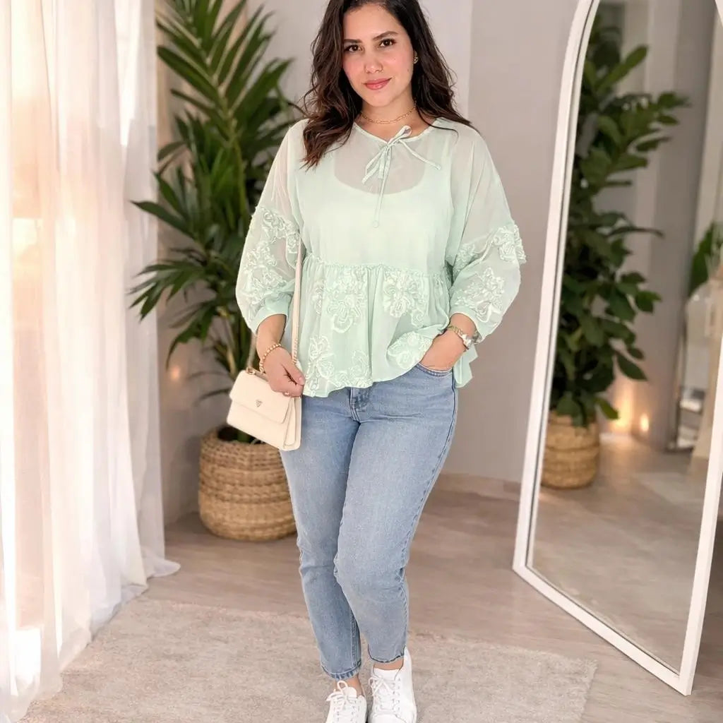 Embroidered Linen Blouse